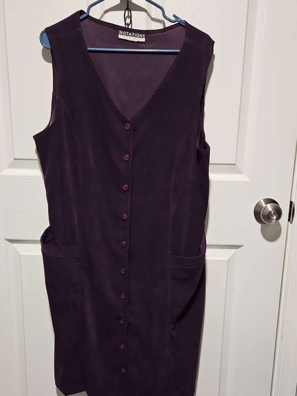 VTG 90s Notations Faux Suede Jumper Dress Purple Button Front Pocket Southwest